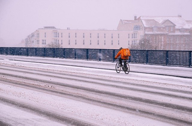 Bicycle Man Snow Road Street  - wal_172619 / Pixabay